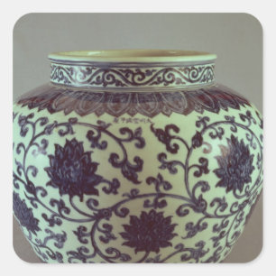 Sticker Carré Grand vase bleu et blanc à Ming
