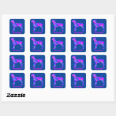 Sticker Carré Grande Dane Chien Silhouette Fou Rose Hot (Feuille)