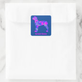 Sticker Carré Grande Dane Chien Silhouette Fou Rose Hot (Sac)
