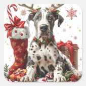 Sticker Carré Grande Danse avec Antlers de rennes et Stocker (Devant)