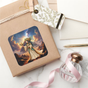 Sticker Carré Grande Prêtresse Céleste de la Pyramide d'Or.