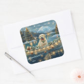 Sticker Carré Grande Pyrénées Noël Festive Voyage (Enveloppe)