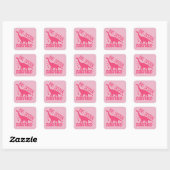 Sticker Carré Grande soeur Saurus en rose (Feuille)