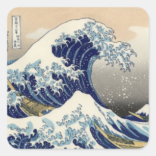 Sticker Carré Grande vague de Hokusai de Kanagawa Art japonais O