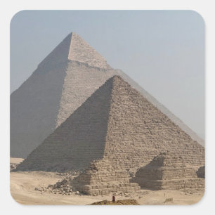 Sticker Carré Grandes Pyramides de Gizeh sous un ciel bleu clair