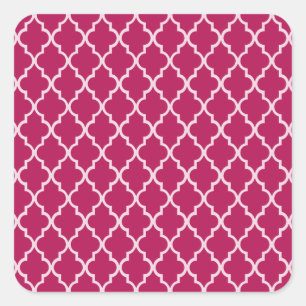 Sticker Carré Granita Red, Fuchsia Hué & White Marocain Motif