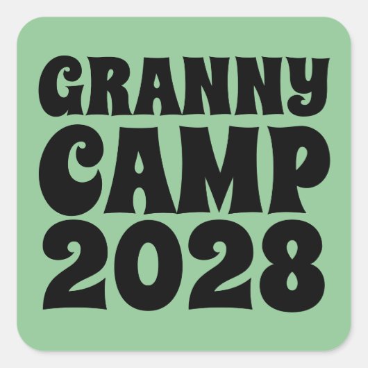 Sticker Carré Granny Camp Retro Texte vert (Devant)