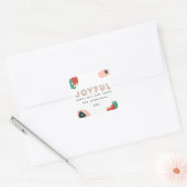 Sticker Carré Graphique abstrait moderne rouge, rose + vert joye (Enveloppe)