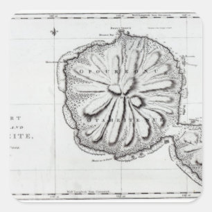 Sticker Carré Graphique de l'île Otaheite, 1769