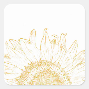 Sticker Carré Graphique de tournesol jaune et blanc