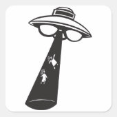 Sticker Carré Graphique d'enlèvement d'ovni rétro Alien Sci-Fi (Devant)