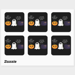 Sticker Carré Graphique d'inflation drôle pour Halloween et Than