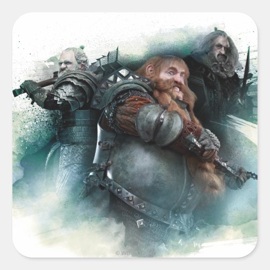 Sticker Carré Graphique Dori, Bombur & Oin (Devant)