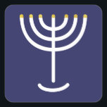Sticker Carré Graphique en or de la Marine Blanche de Menorah mo<br><div class="desc">Sticker en hébreu Menorah. Marine,  Blanc,  Or. Transférable et personnalisable.</div>