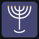 Sticker Carré Graphique en or de la Marine Blanche de Menorah mo<br><div class="desc">Sticker en hébreu Menorah. Marine,  Blanc,  Or. Transférable et personnalisable.</div>