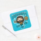 Sticker Carré Graphique sous-marin d'Aquaman | Chibi Aquaman (Enveloppe)