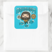 Sticker Carré Graphique sous-marin d'Aquaman | Chibi Aquaman (Sac)