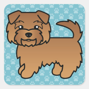 Sticker Carré Graphisme de chien de dessin animé Terrier Norfolk