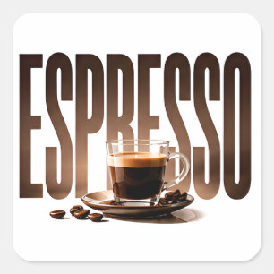 Sticker Carré Graphisme éditorial de café de luxe Espresso