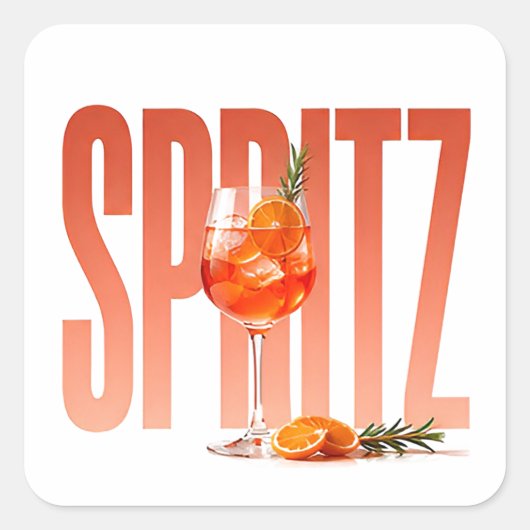 Sticker Carré Graphisme éditorial de cocktail de luxe Spritz (Devant)