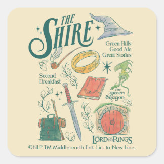Sticker Carré Graphisme en collage aquarelle THE SHIRE™