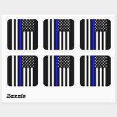 Sticker Carré Graphisme Ligne Bleue Mince Afficher Drapeau US (Feuille)
