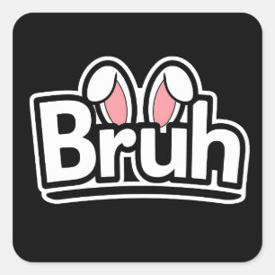 Sticker Carré Graphisme Mignon d'Oreilles de Lapin Bruh