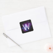 Sticker Carré Grappe de galaxie violette monogramme (Enveloppe)