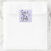 Sticker Carré Gras Calligraphie Black Lavender moderne mariage (Sac)
