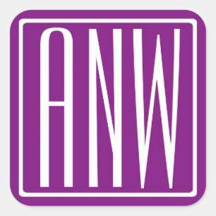 Sticker Carré Gras moderne 3 initiales Monogramme   Blanc et pou