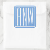 Sticker Carré Gras moderne 3 initiales Monogramme | Bleu doux (Sac)