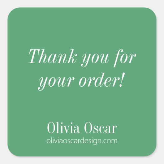 Sticker Carré Gras moderne Kelly Green Simple Business Merci (Devant)