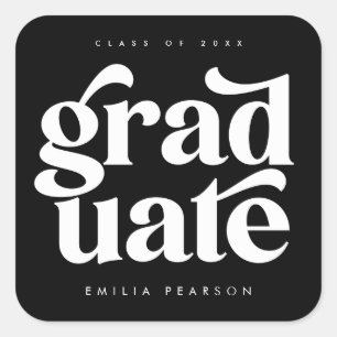 Sticker Carré Gras Moderne Type Noir Graduation