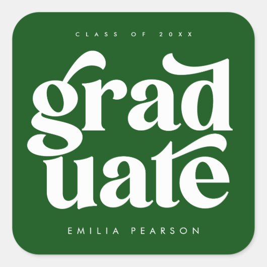 Sticker Carré Gras Moderne Type Vert Graduation (Devant)