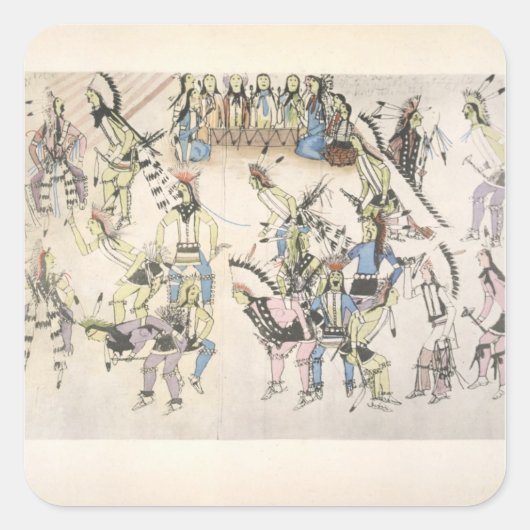 Sticker Carré Grass dance (ink on paper) (Devant)