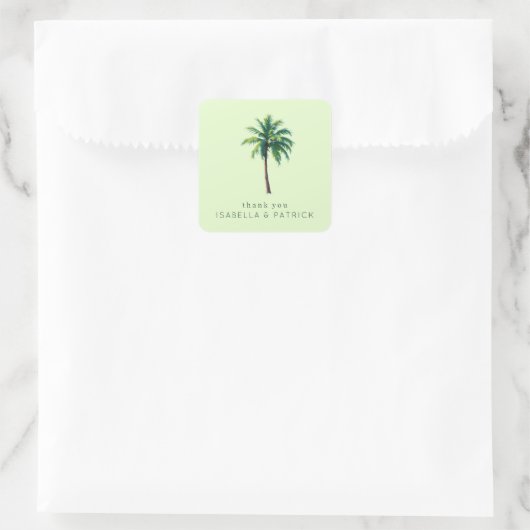 Sticker Carré Grateful Green Tropical Palm Tree (Sac)