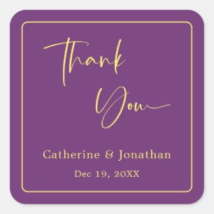 Sticker Carré Gratitude stylée : Mariage monogramme simple