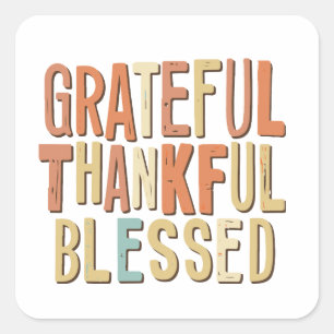 Sticker Carré Gratuit Remerciement Béni Thanksgiving
