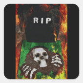 Sticker Carré Grave en feu (Devant)