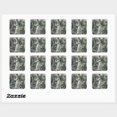 Sticker Carré Gravure vintage de Saint Patrick bannissant les se (Feuille)