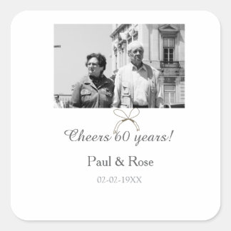 Sticker Carré Gray bow cheers to 60 years anniversary wedding 