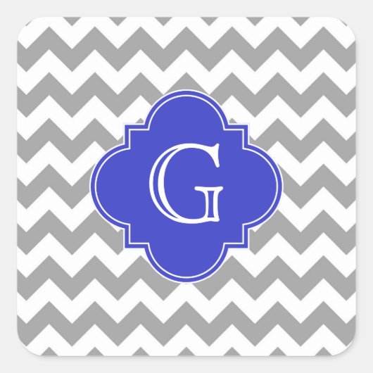 Sticker Carré Gray White Chevron Cobalt (Devant)