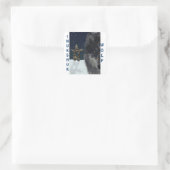 Sticker Carré GRAY WOLF & ARCTIC INUKSHUK Wildlife Supporter Art (Sac)