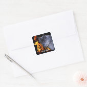 Sticker Carré GRAY WOLF & FOREST FIRE Wildlife Supporter (Enveloppe)