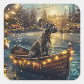 Sticker Carré Great Dane Christmas Festive Voyage (Devant)