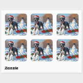 Sticker Carré Great Dane coule dans la neige avec le Casquette d (Feuille)