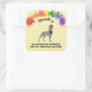 Sticker Carré Great Dane Dog Fun Art fête d'anniversaire