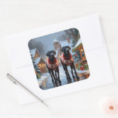 Sticker Carré Great Dane Dogs Christmas Snow Holiday (Enveloppe)