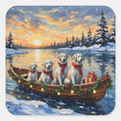 Sticker Carré Great Pyrenees Christmas Boat Holiday (Devant)