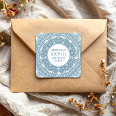 Sticker Carré Grec toga anniversaire fête avec éléments bleus